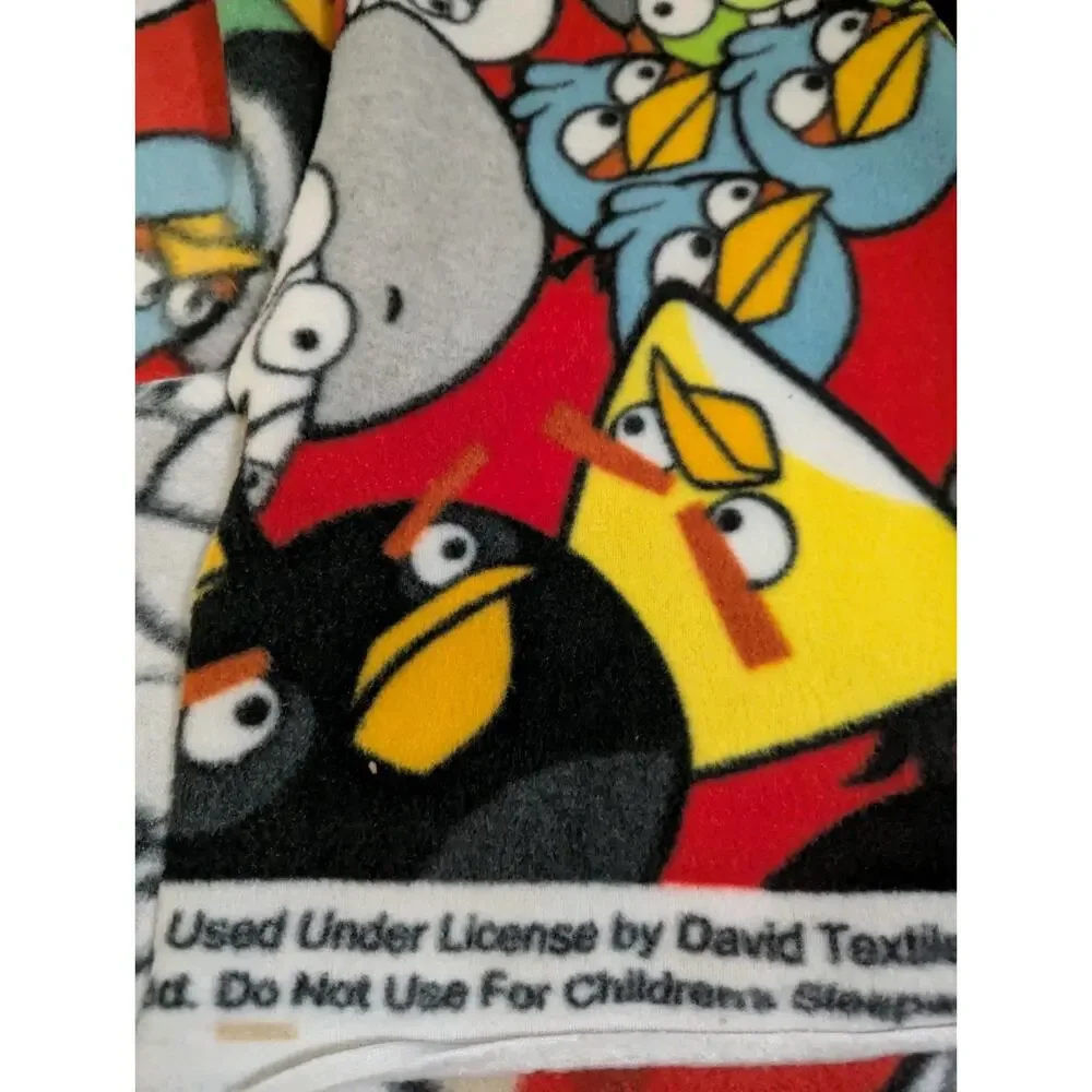 Set 2: Black Fleece Fabric Angry Birds Throw Blanket Diy New 49x59